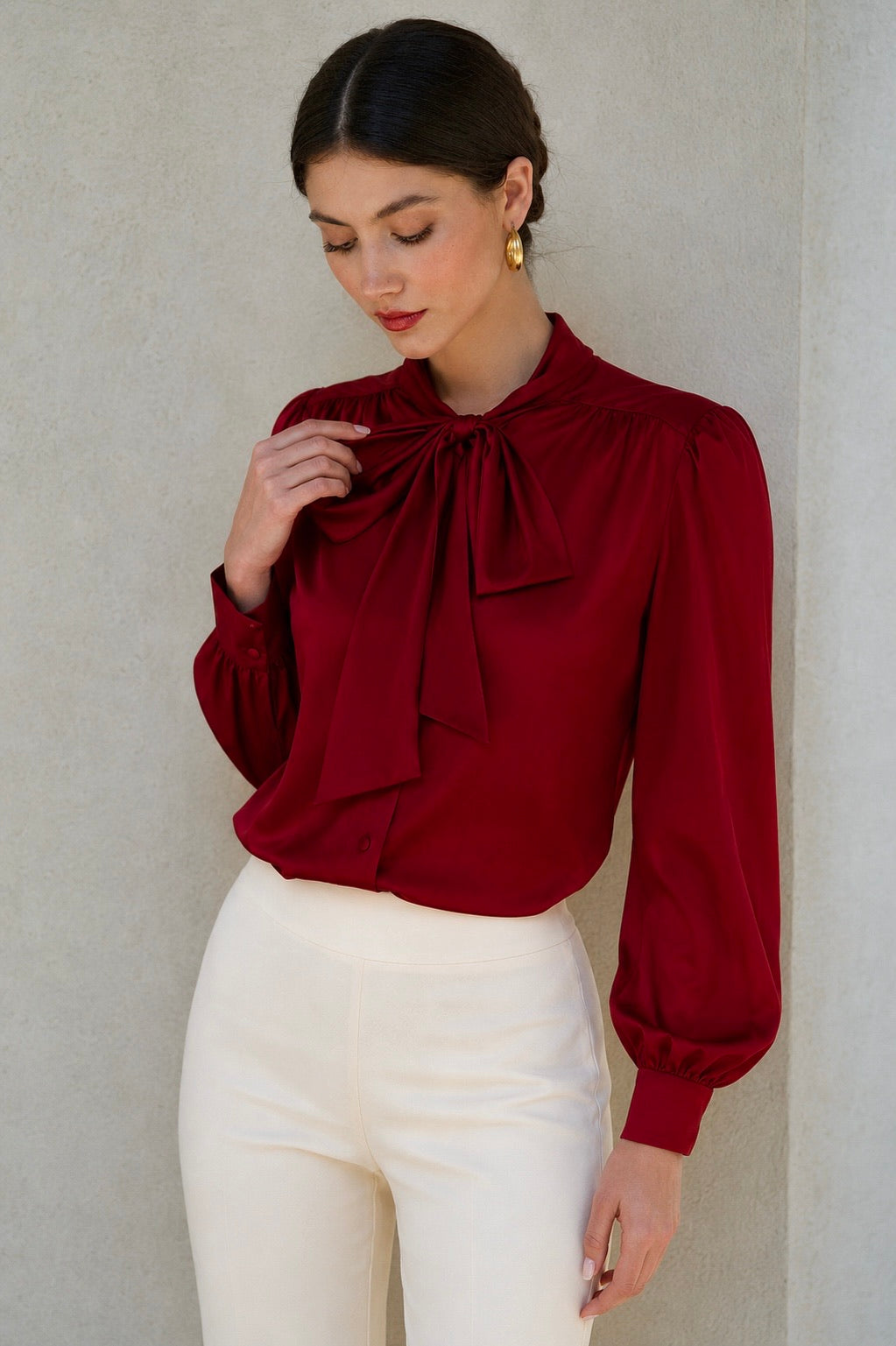 Lena Silk Bow Blouse