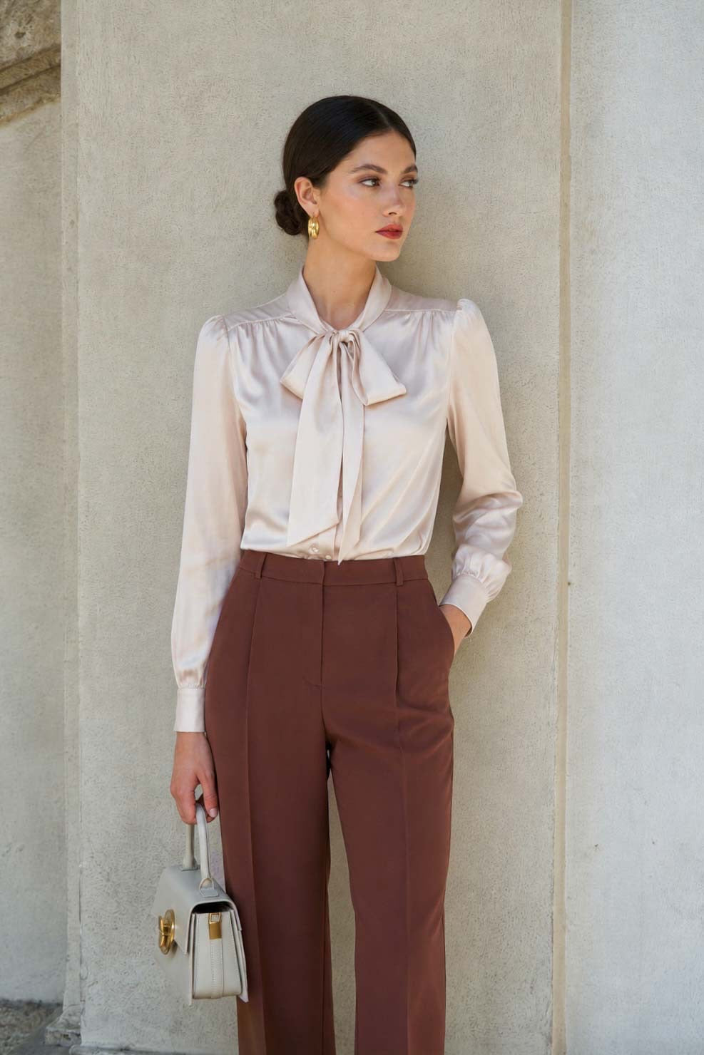 Lena Silk Bow Blouse