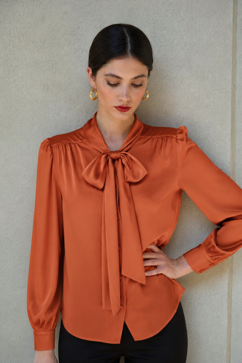 Lena Silk Bow Blouse