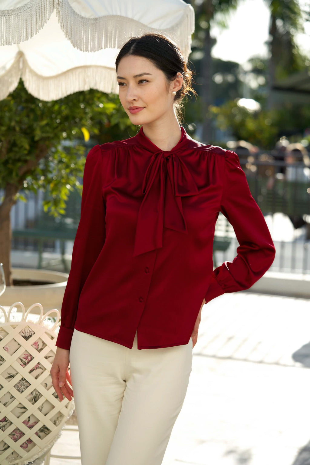 Lena Silk Bow Blouse