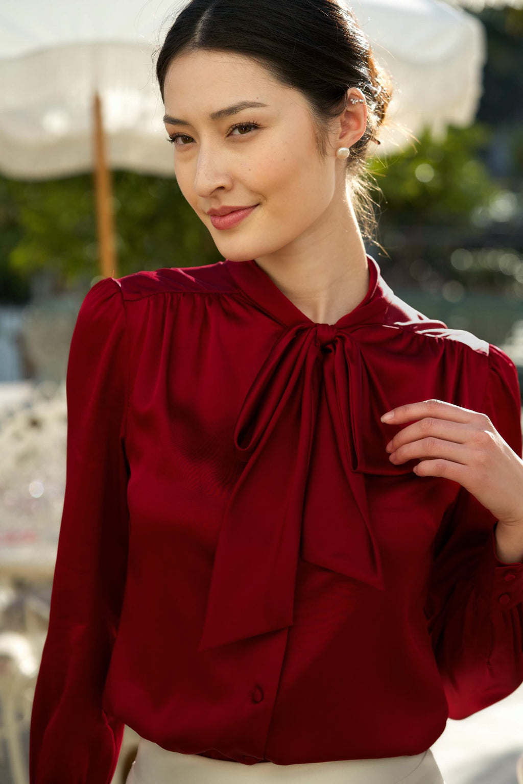 Lena Silk Bow Blouse
