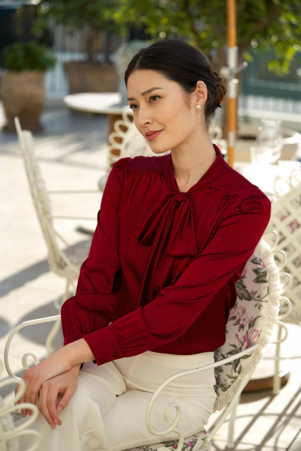 Lena Silk Bow Blouse