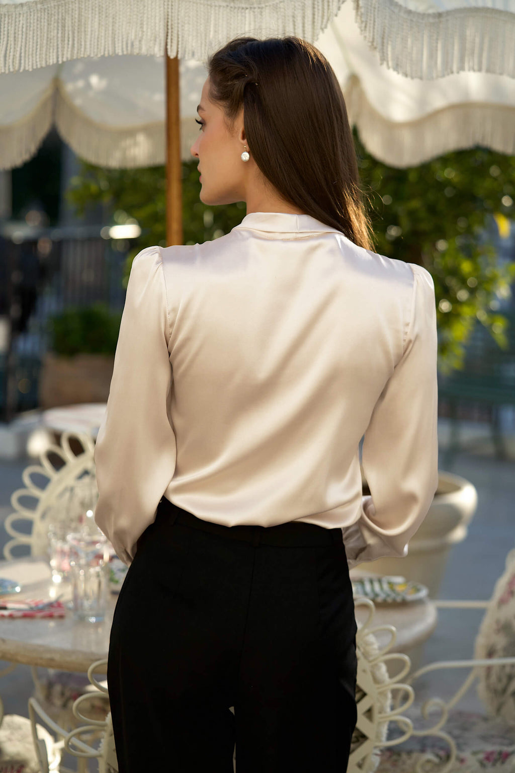 Lena Silk Bow Blouse