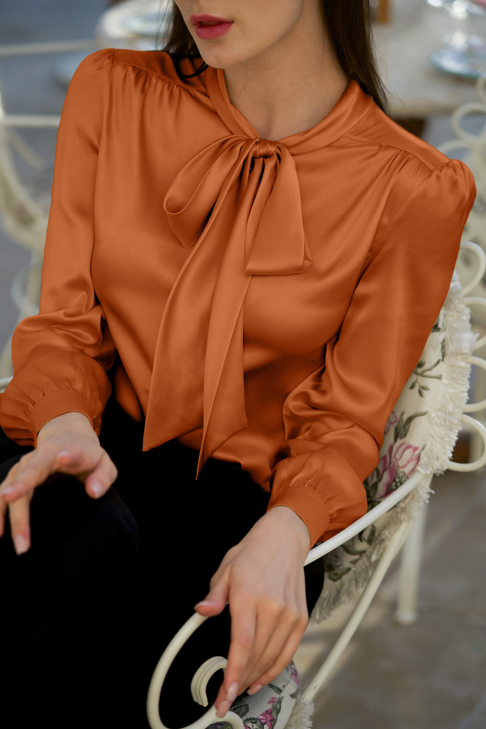 Lena Silk Bow Blouse
